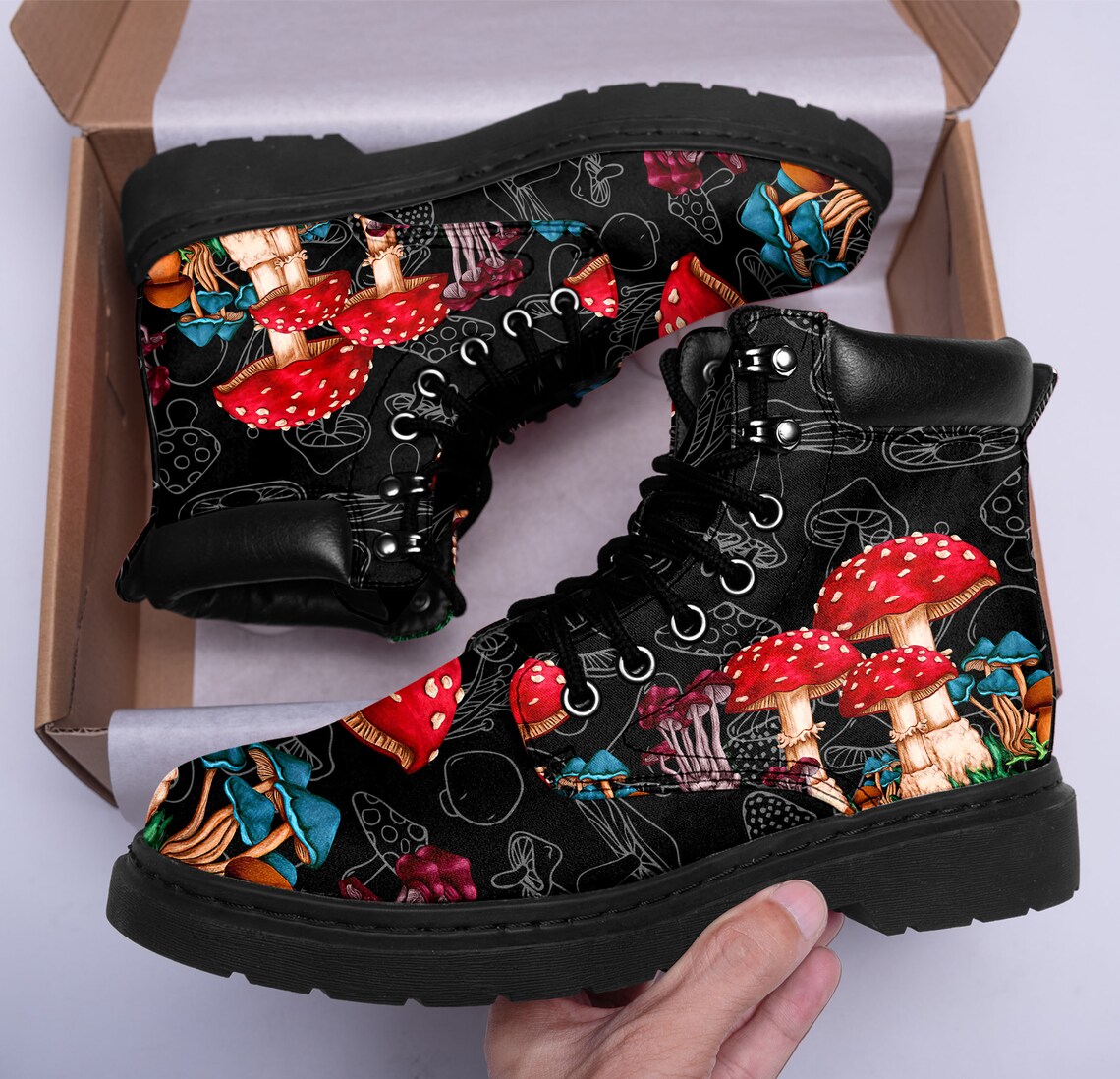 mushroom leather boots