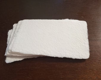 2x3.5 inch handmade paper for place cards, notes and business cards.  High quality recycled, textured, natural white with true deckle edges.