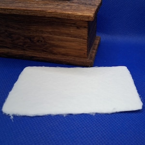 2x3.5 inch handmade paper for place cards, notes and business cards.  High quality recycled, textured, natural white with true deckle edges.