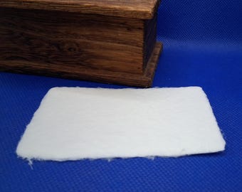 2x3.5 inch handmade natural white paper with deckle edges for business cards, place cards at weddings and parties, textured note paper.