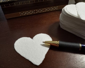 2x2.25 inch heart shaped handmade natural white paper, recycled eco-friendly deckle edge, handmade artist paper, textured note paper