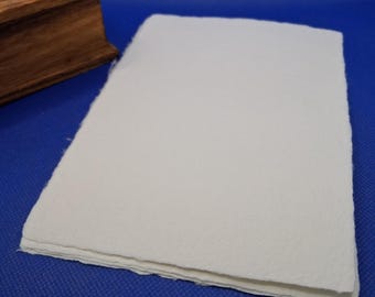 5x7 inch handmade natural white deckled edge paper, textured handmade writing paper for announcements and invitations