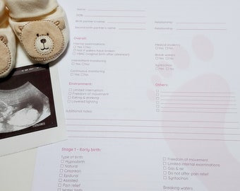 Tick boxes - birth plan or birth preferences template.