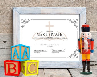 100% editable Baptism Day Certificate