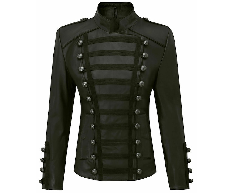 New Winter Kiltish Women Napoleon Military Leather Coat Cheryl Jacket