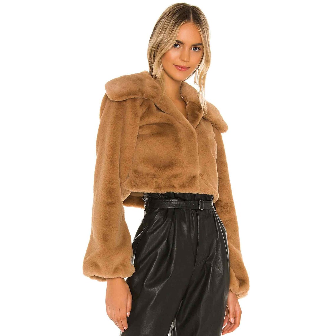 New Ladies Brown Cropped Faux Fur Jacket For Sale Etsy