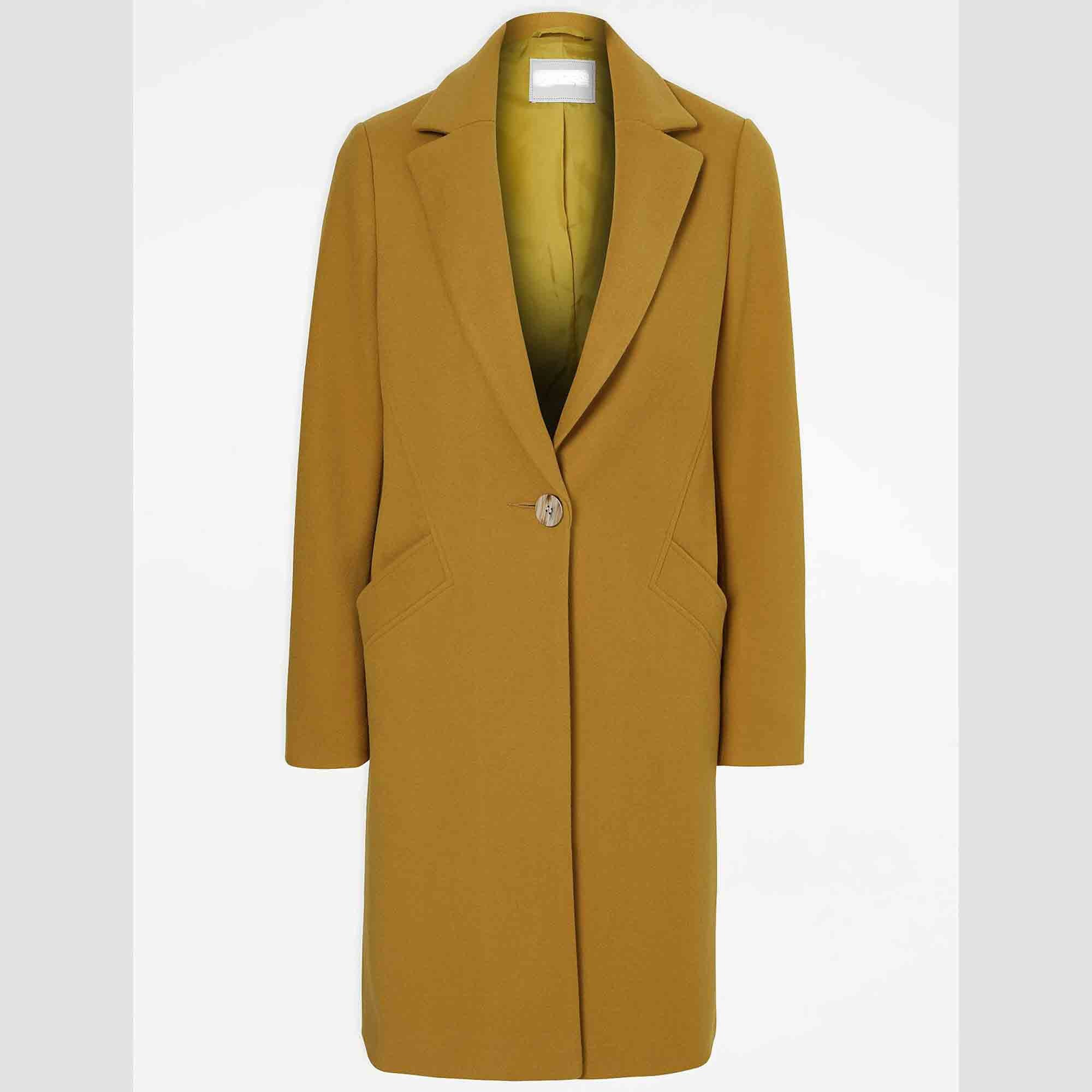 New Mustard Yellow Collared Longline Formal Coat Women For Etsy