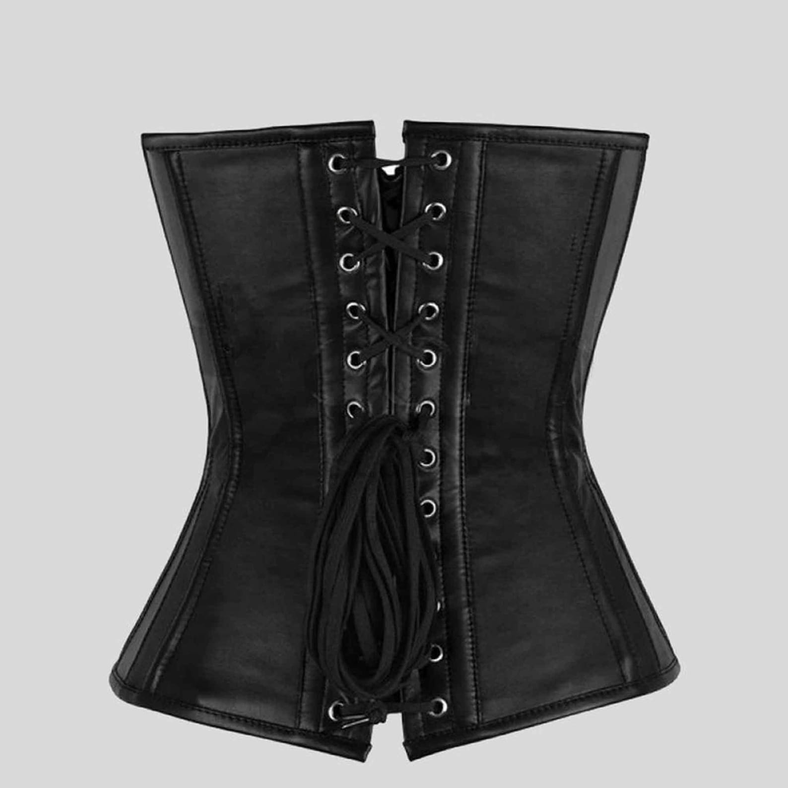 New Black Leather Ladies Halter Top Corset With Zipper And Etsy