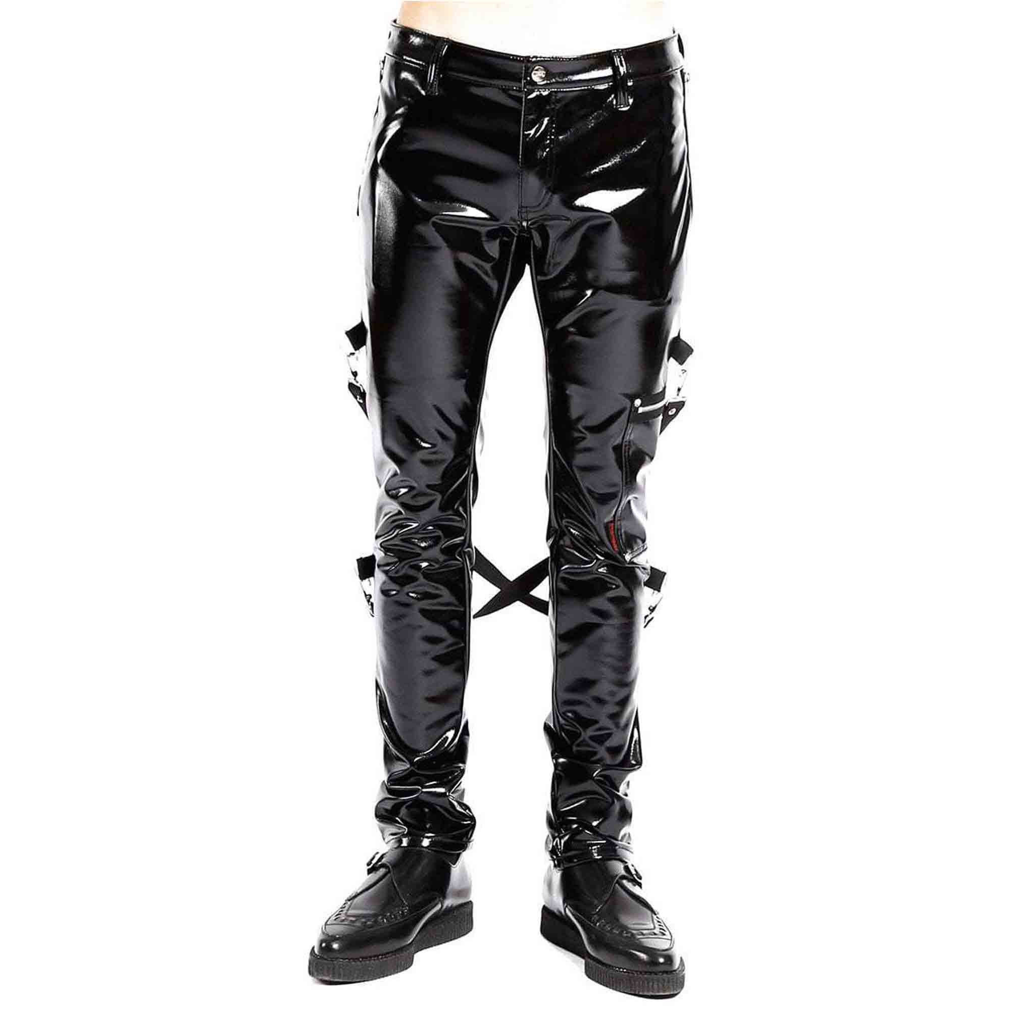 New Mens Black Vinyl PVC Skinny Bondage Pants For Sale Etsy