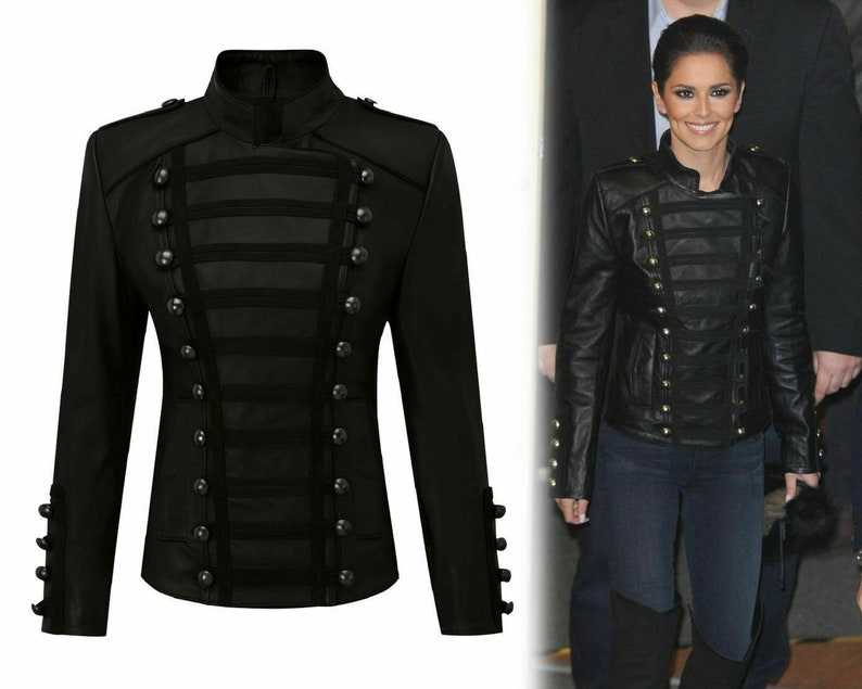 New Winter Kiltish Women Napoleon Military Leather Coat Cheryl Jacket