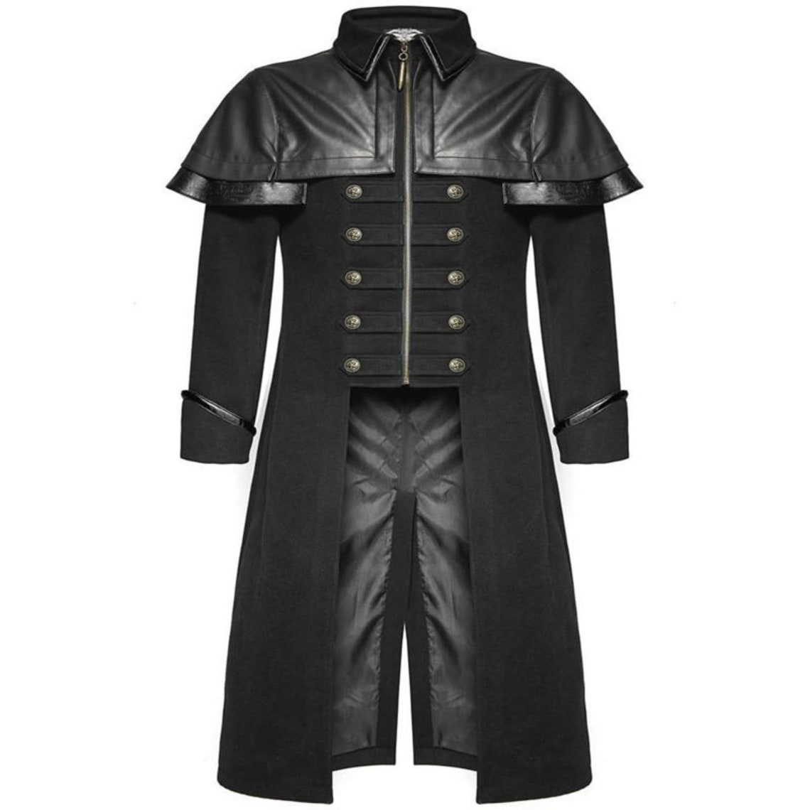 Long Military Gothic Jacket with Leather Shoulders SreamPunk Etsy