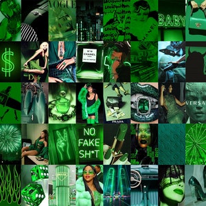 Green Wall Collage Kit, Green Collage Kit, Green Aesthetic Collage Kit, Aesthetic Wall Collage (DIGITAL DOWNLOAD) 40PCS
