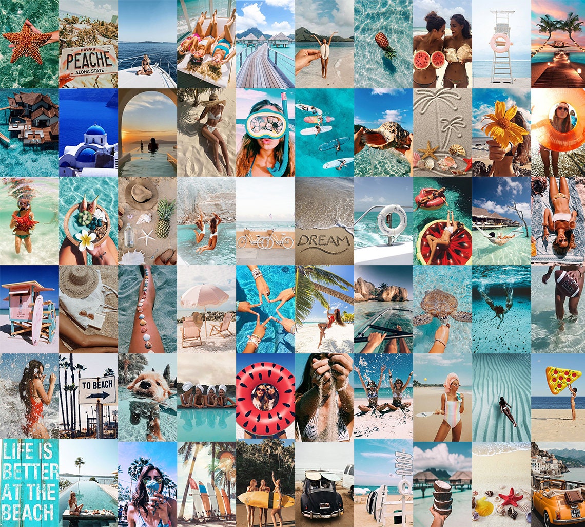 90 Collage Kit Photos Boho Beach Vibes Aesthetic VSCO Wall 