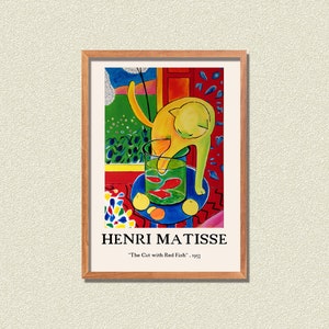 Matisse Poster , Tentoonstelling Poster , Henri Matisse Print , Tentoonstelling Muur kunst, De kat met rode vis, Matisse Muur kunst, Galerie Kunst aan de muur