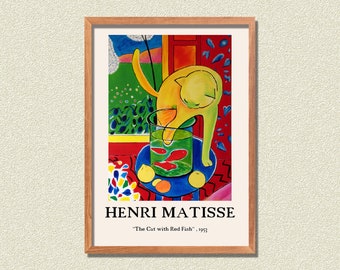 Matisse Poster , Exhibition Poster , Henri Matisse Print , Exhibition Wall Art , The Cat  with Red Fish , Matisse Wall Art ,Gallery Wall Art