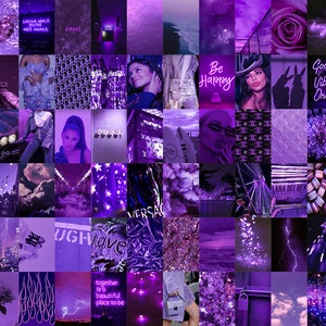 Boujee Purple Aesthetic Wall Collage Kit , Neon Purple Wall Collage Kit , Purple Aesthetics , Trendy Photo Collage , Luxury Prints , Vsco image 1