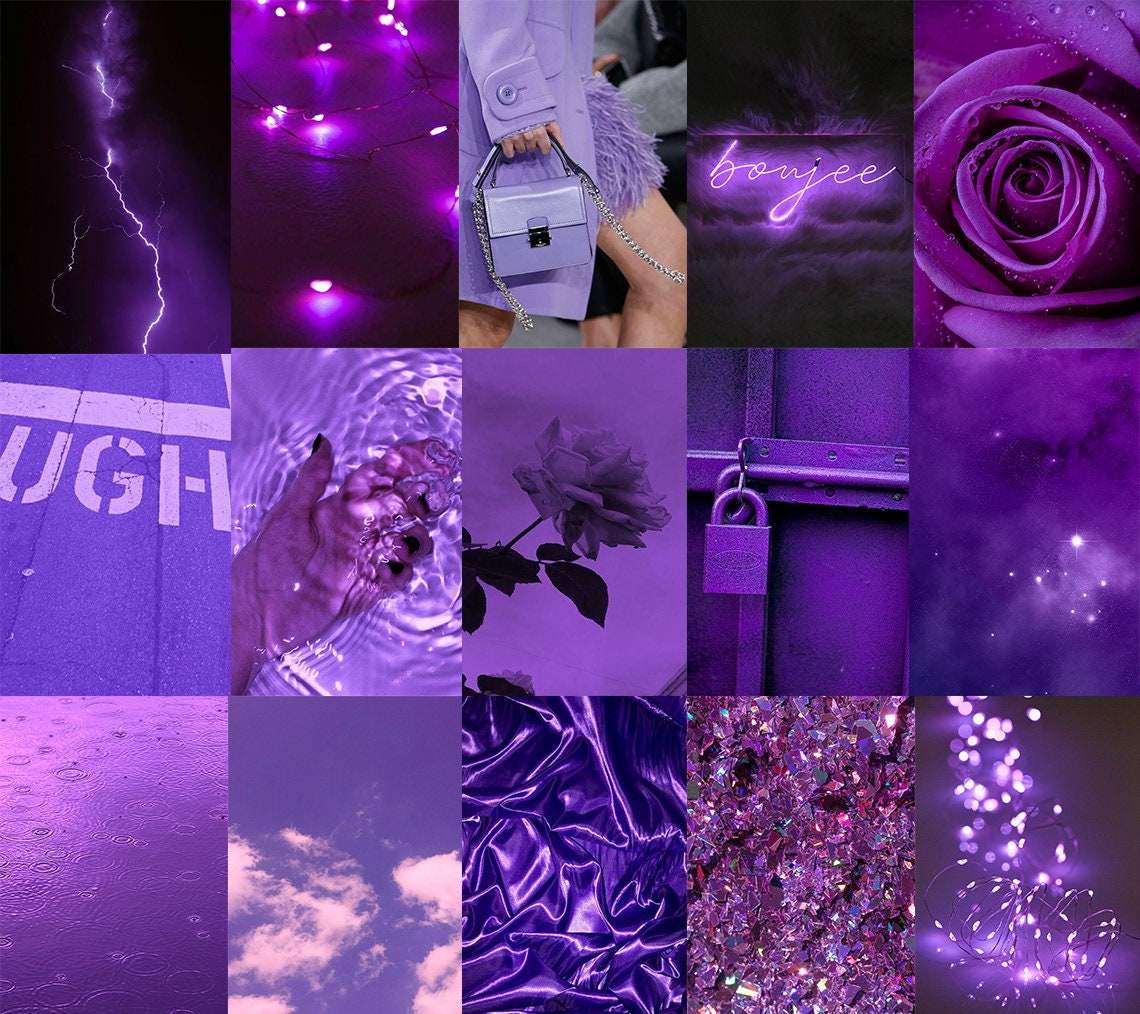 120 Pcs Boujee Purple Aesthetic Wall Collage Kit Neon Purple - Etsy