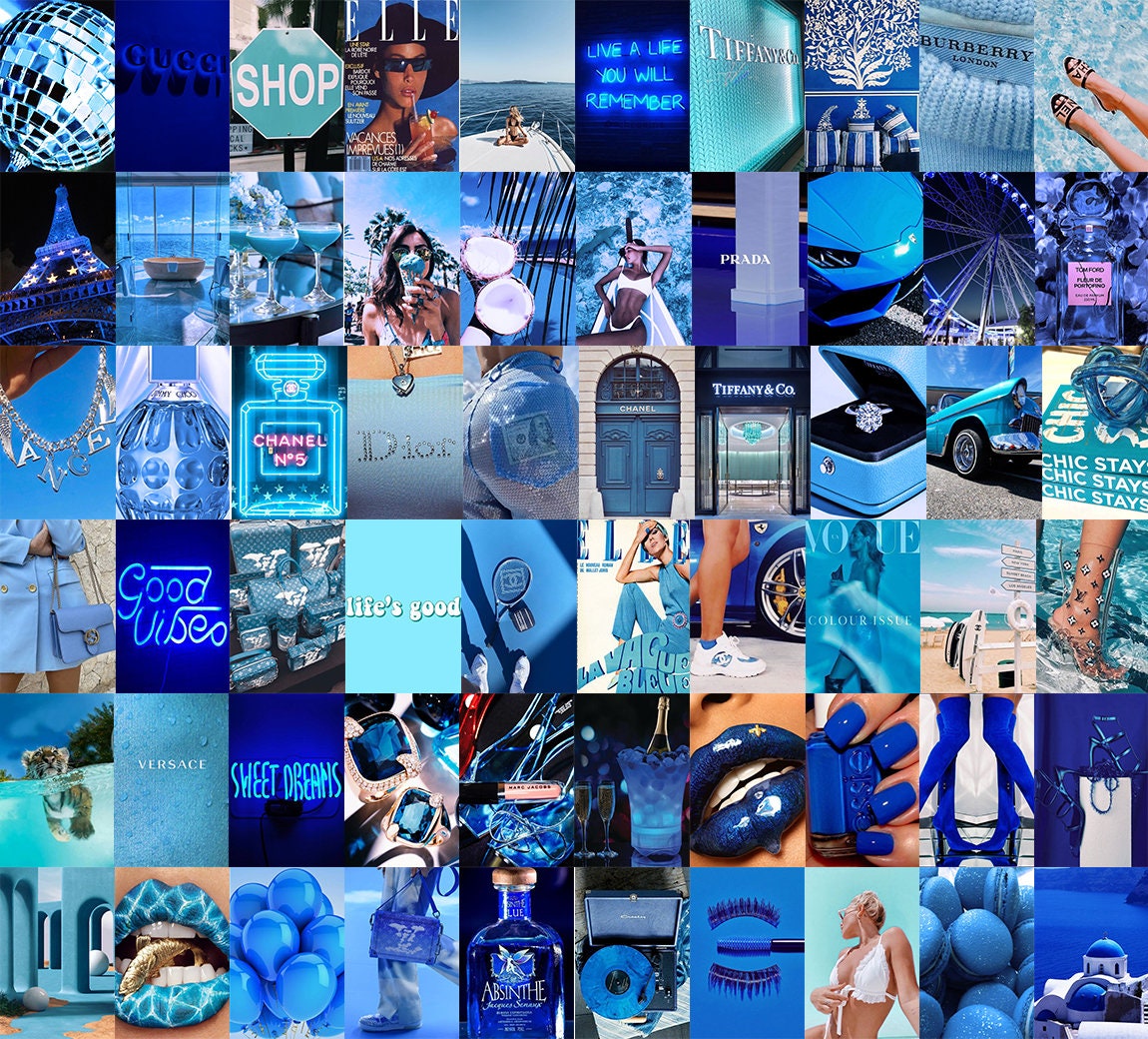 Boujee Blue Aesthetic Wall Collage Kit Digital Download 51 