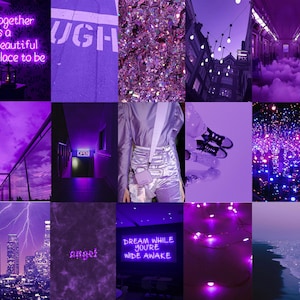 Boujee Purple Aesthetic Wall Collage Kit , Neon Purple Wall Collage Kit ...