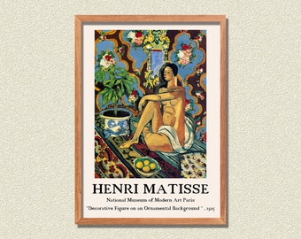 Matisse Poster , Exhibition Poster , Matisse Art Print , Decorative Figure on an Ornamental Background , Matisse Print , Exhibition Print