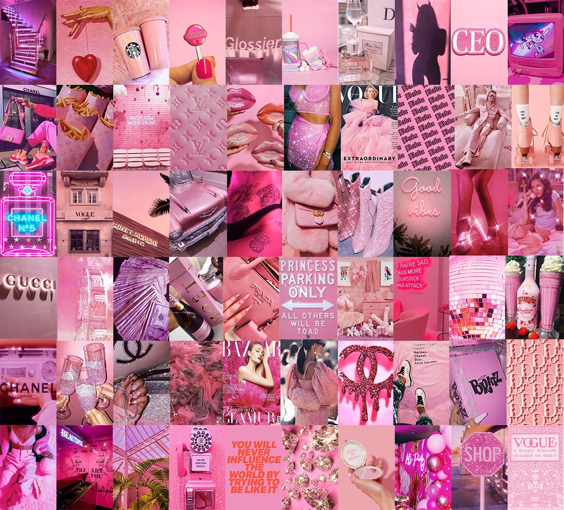 Boujee Pink Wall Collage Kit Pink Collage Kit Pink Aesthetic | Etsy
