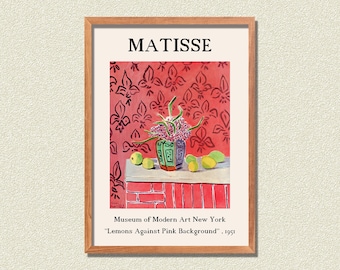 Matisse Poster , Exhibition Poster , Henri Matisse Print , Exhibition Wall Art , Lemons Against Pink Background , Matisse Wall Art ,Fine Art