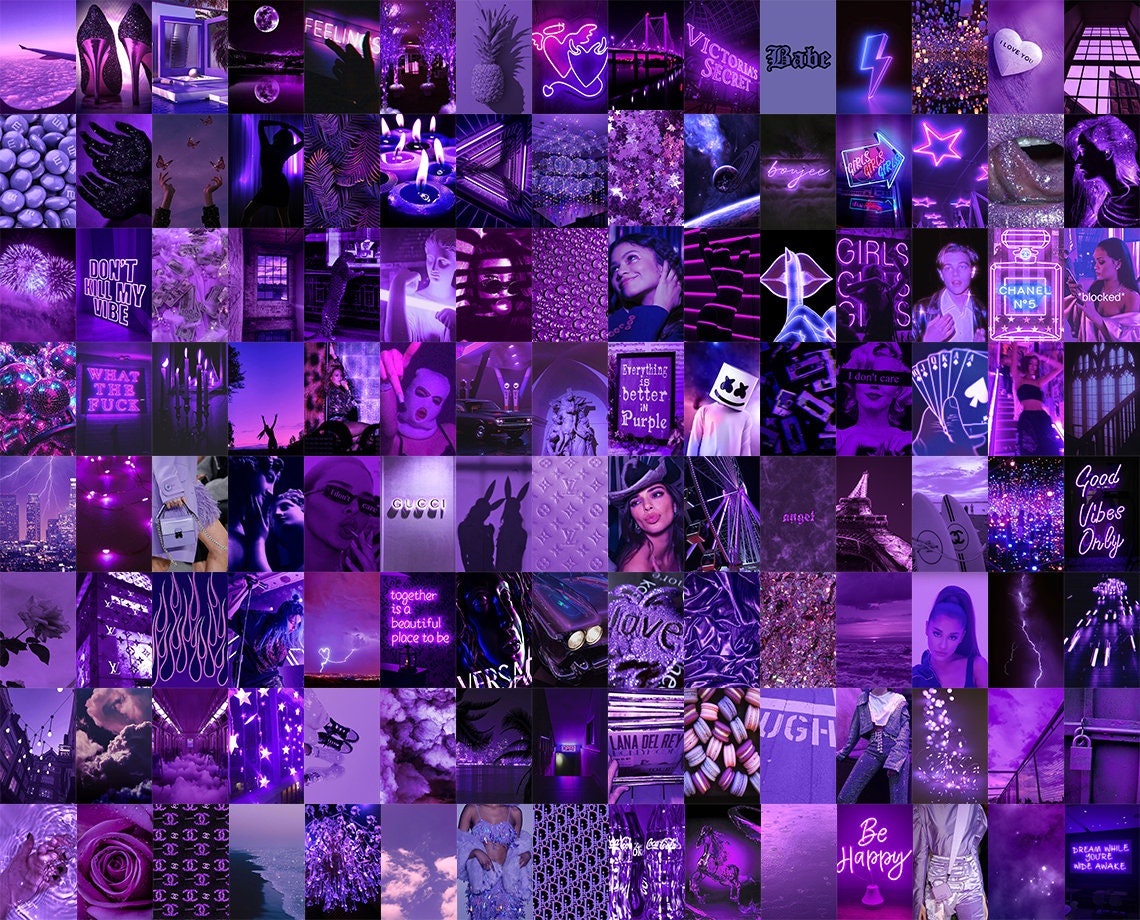 100+] Purple Aesthetic Collage Pictures