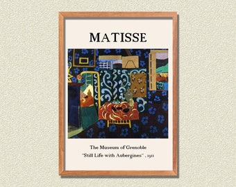 Henri Matisse art Exhibition Poster, Matisse Art Print , Still Life with Aubergines , Matisse Poster , Exhibition Wall Art , Gallery Poster