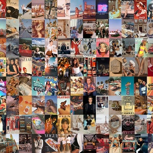120 Pcs Boujee Vintage Aesthetic Wall Collage Kit , Retro Aesthetics , Vintage Wall Decor , Vsco Wall Collage Kit , Tezza Collage Kit