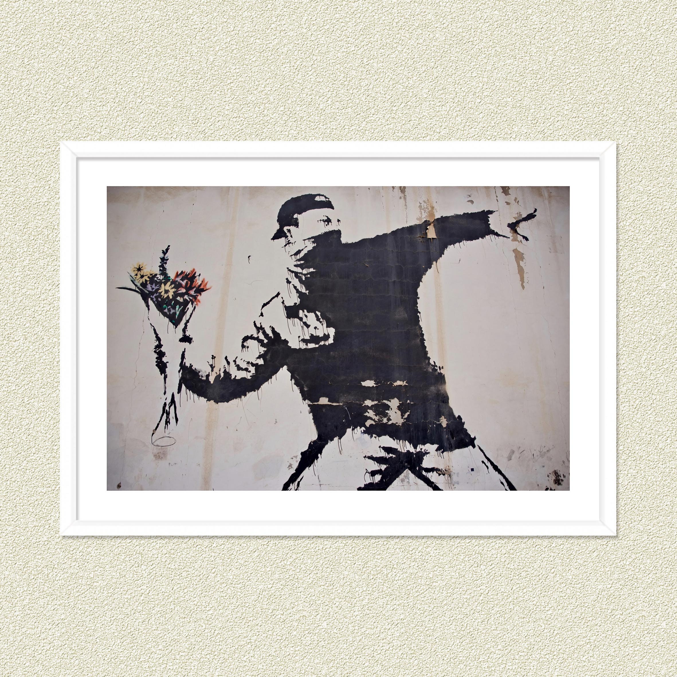 Trenddeko Affiche Banksy – Le lanceur de fleurs 30 x 24 cm, papier
