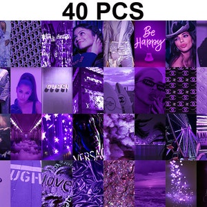 Boujee Purple Aesthetic Wall Collage Kit , Neon Purple Wall Collage Kit , Purple Aesthetics , Trendy Photo Collage , Luxury Prints , Vsco image 2