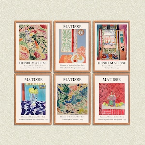 Matisse Print Set van 6 , Tentoonstelling Poster, Henri Matisse Poster, Tentoonstelling Wall Art, Matisse Wall Art , Gallery Poster, Museum Wall Art