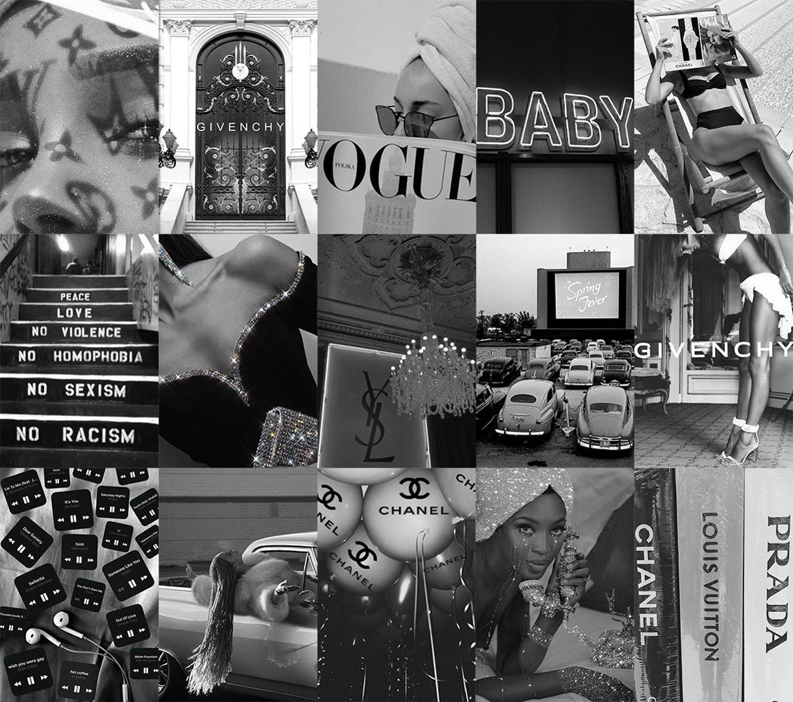 120 Pcs Boujee Black and White Aesthetic Wall Collage Kit Etsy