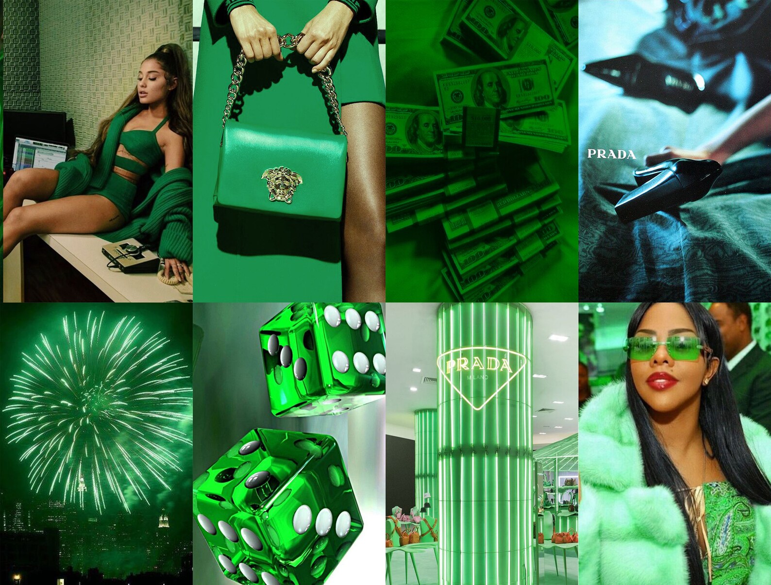 Boujee Green Aesthetic Wall Collage Kit Green Aesthetics Etsy Polska
