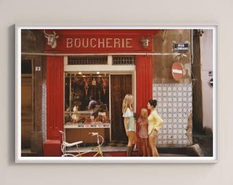 Slim aarons Saint-Tropez Boucherie Print Poster , Vintage Photography Print , High Society Photo Print , Museum Quality Photo Print
