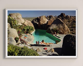 Slim aarons Sunbathing in Arizona Print Poster , Vintage Photography Print , High Society Photo Print , Museum Quality Photo Print