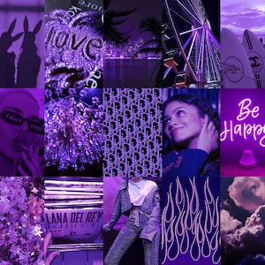 Boujee Purple Aesthetic Wall Collage Kit , Neon Purple Wall Collage Kit , Purple Aesthetics , Trendy Photo Collage , Luxury Prints , Vsco image 4