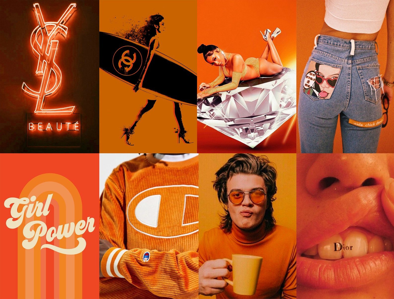 boujee-orange-aesthetic-wall-collage-kit-orange-aesthetics-etsy