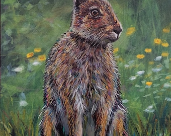 Wild Irish Hare Print, Irish hare painting, irish hare fine art, hare, irish wildlife print, eco friendly packaging, vegan friendly gift