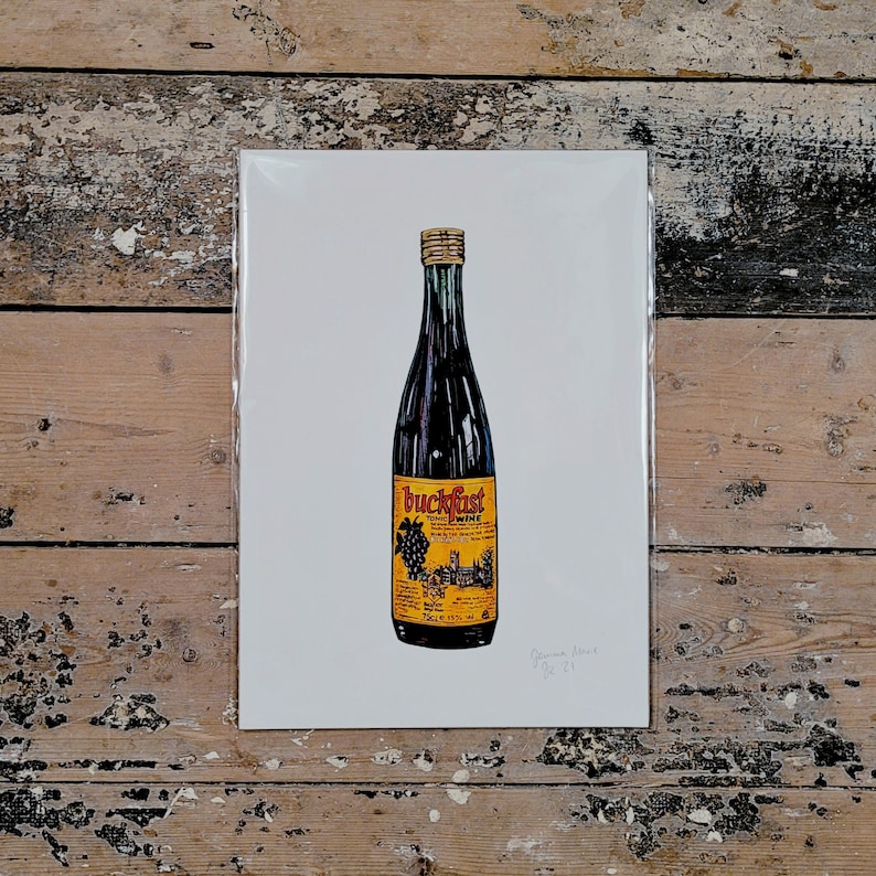 Buckfast Giclée A4 Print, Fine Art Print, Made in Ireland, Compostable Packaging, Buckfast Bottle, Buckfast Art, Tonic Wine image 2