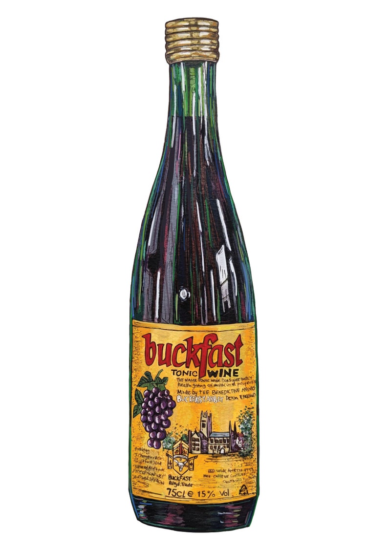 Buckfast Giclée A4 Print, Fine Art Print, Made in Ireland, Compostable Packaging, Buckfast Bottle, Buckfast Art, Tonic Wine image 1