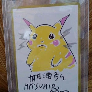 Fan art carta Pokemon Mitsuhiro Arita autograph & Pikachu