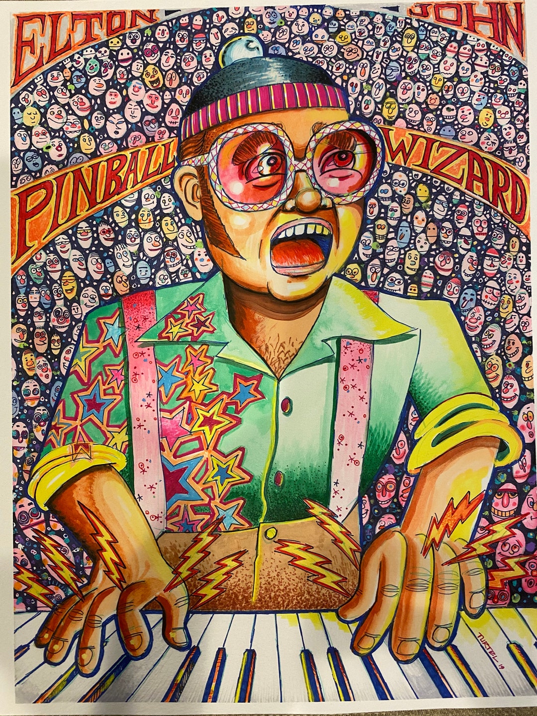 Elton John Pinball Wizard Lowbrow Art Mixed Media Etsy