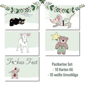 Biglietto di Natale | Set di biglietti di Natale | Set di biglietti di Natale | Biglietti di Natale | Cartoline di Natale | Biglietti di Natale animali |