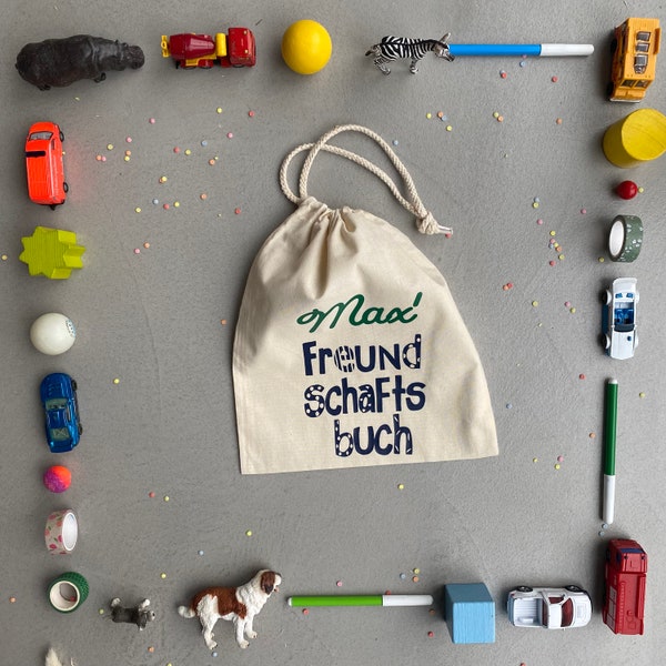 Personalisierte Freundebuchtasche | Einschulungsgeschenk | Geschenkidee Kinder | Tasche für Freundebuch | Tasche mit Namen | Personalisiert