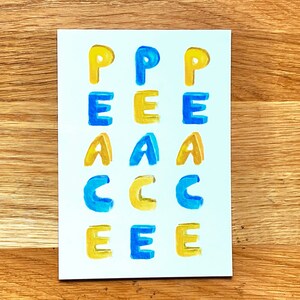 Grußkarte PEACE | Friedenskarte | Grußkarte Frieden | Postkarte Frieden | Weihnachtskarte | Neujahrskarte | Grußkarte blau gelb | Ukraine