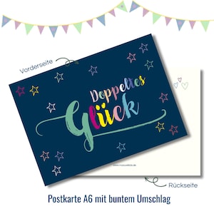 Carta per neonati| Doppia felicità | Biglietti per bambini | Regalo di nascita di gemelli | Carta dei gemelli | Regalo per gemelli| Annunciare gemelli| Carta di nascita