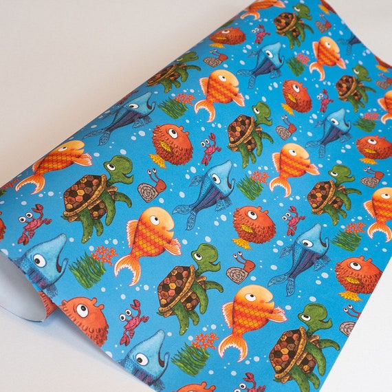 Buy Childrens Fish Themed Wrapping Paper Bright Stanley Design