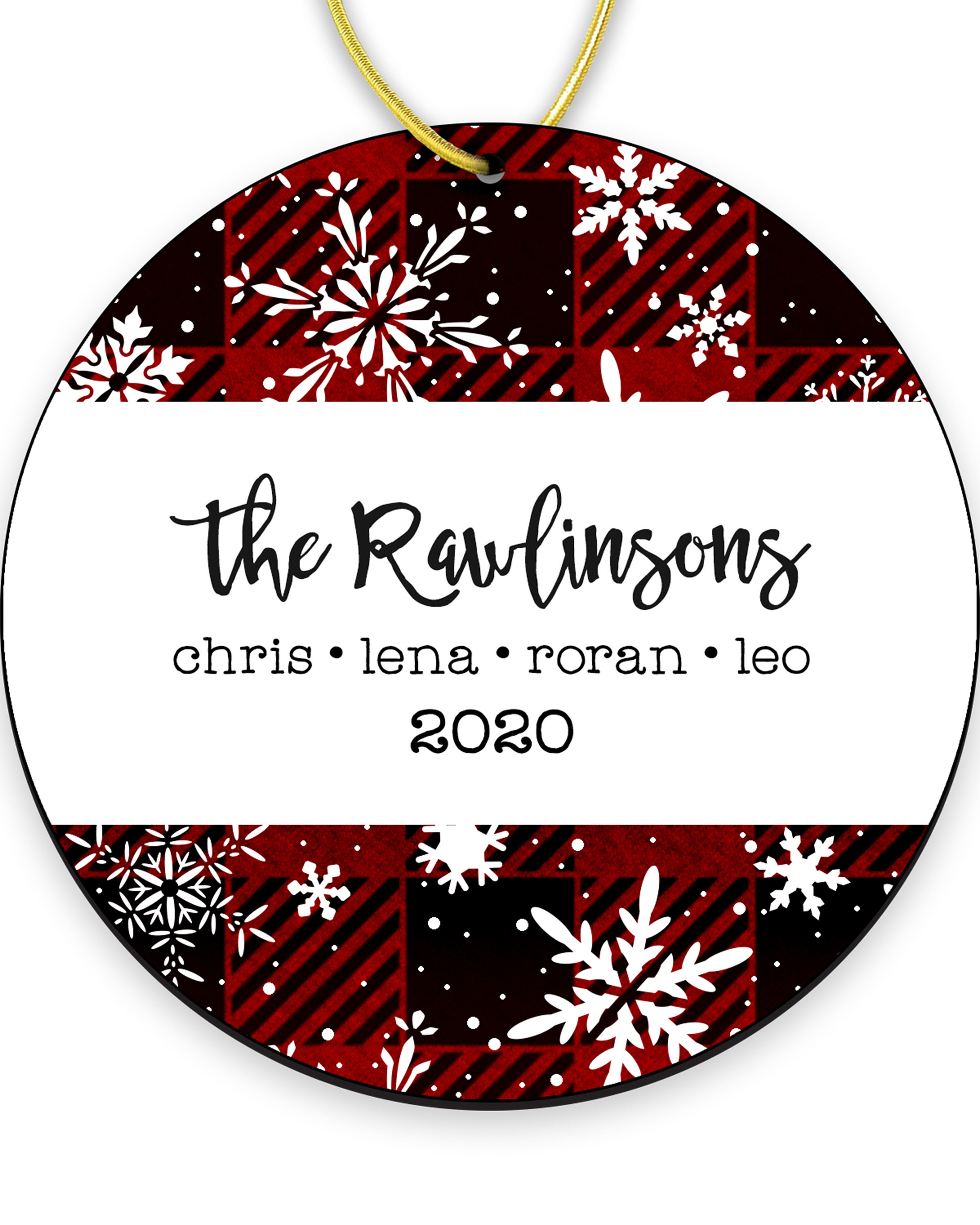 Personalized Christmas Ornament Family Farmhouse Round First Christmas as  Mr. & Mrs. Buffalo Plaid Wooden Laser Etched MDF Wood -  Canada