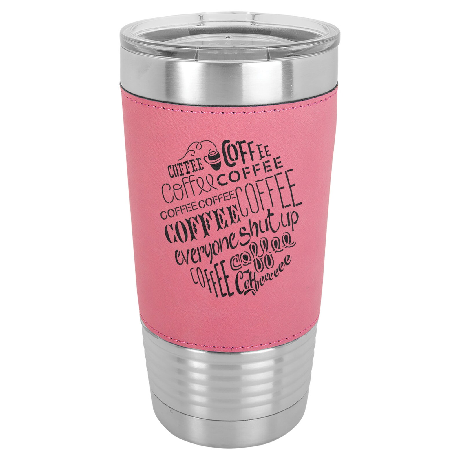 Coffee Coffee Coffee etched Personalized Tumbler 16 Colors, 4 Sizes